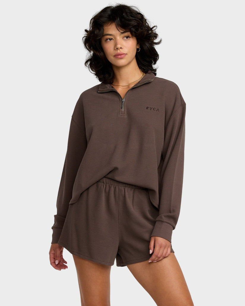 Womens Glory Waffle Elastic Waist Shorts
