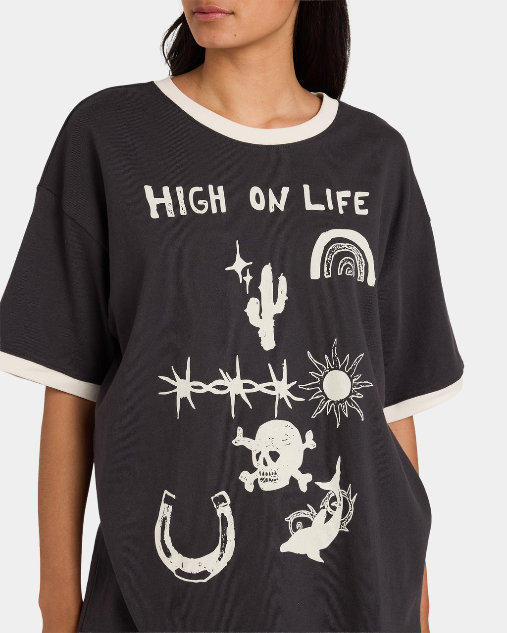 Womens Dani Miller Oversized Ringer Oversized T-Shirt
