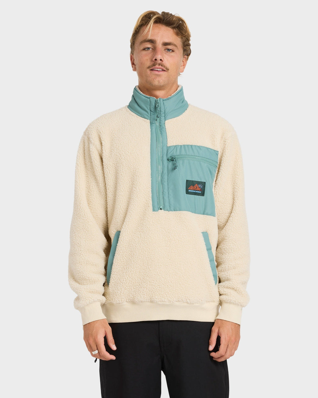 Mens Boundary Peak Mock Neck Fleece Top