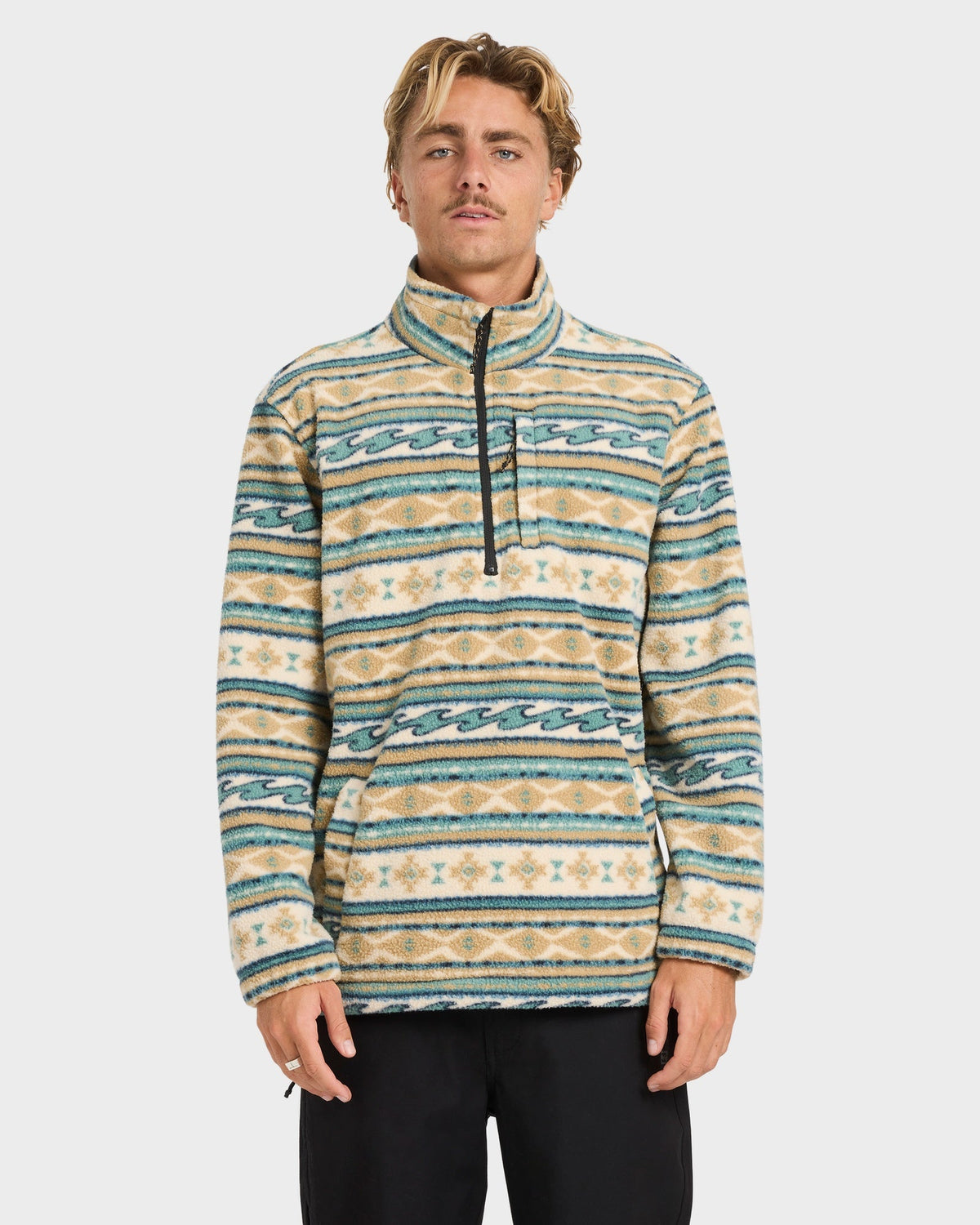 Mens Boundary Mock Neck Fleece Top