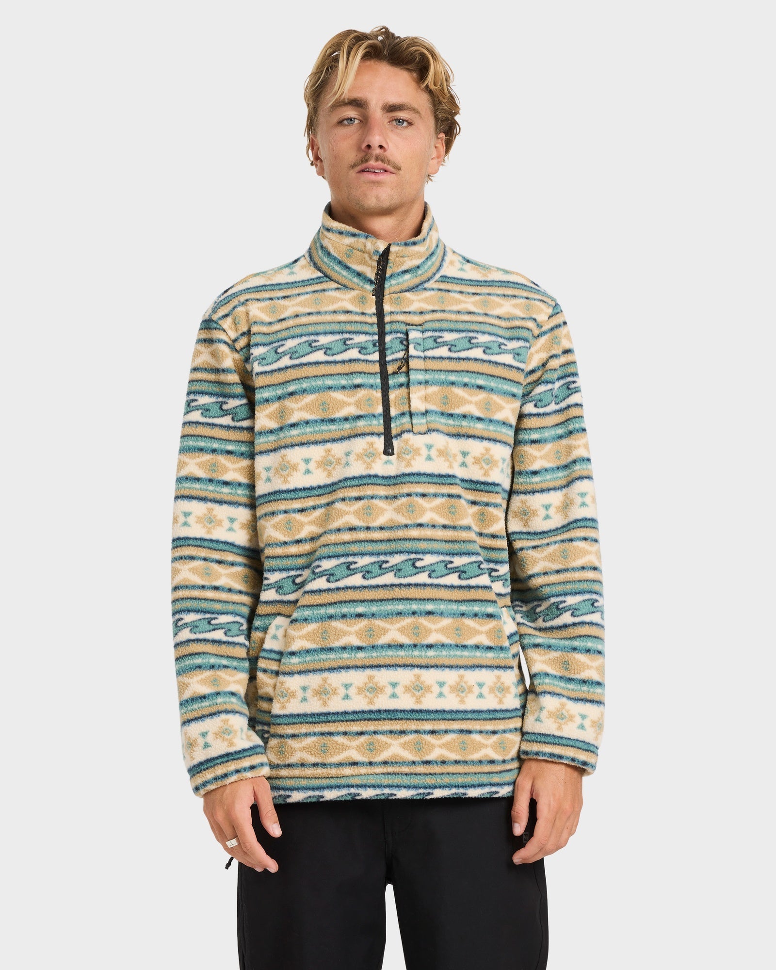 Mens Boundary Mock Neck Fleece Top