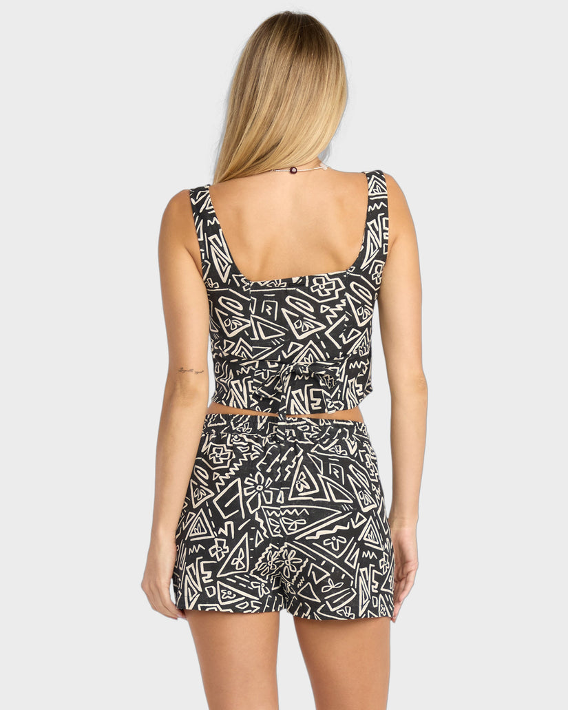 Womens Sunflower Elastic Waist Shorts