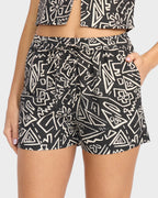 Womens Sunflower Elastic Waist Shorts