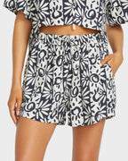 Womens Sunflower Elastic Waist Shorts