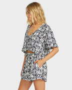 Womens Sunflower Elastic Waist Shorts