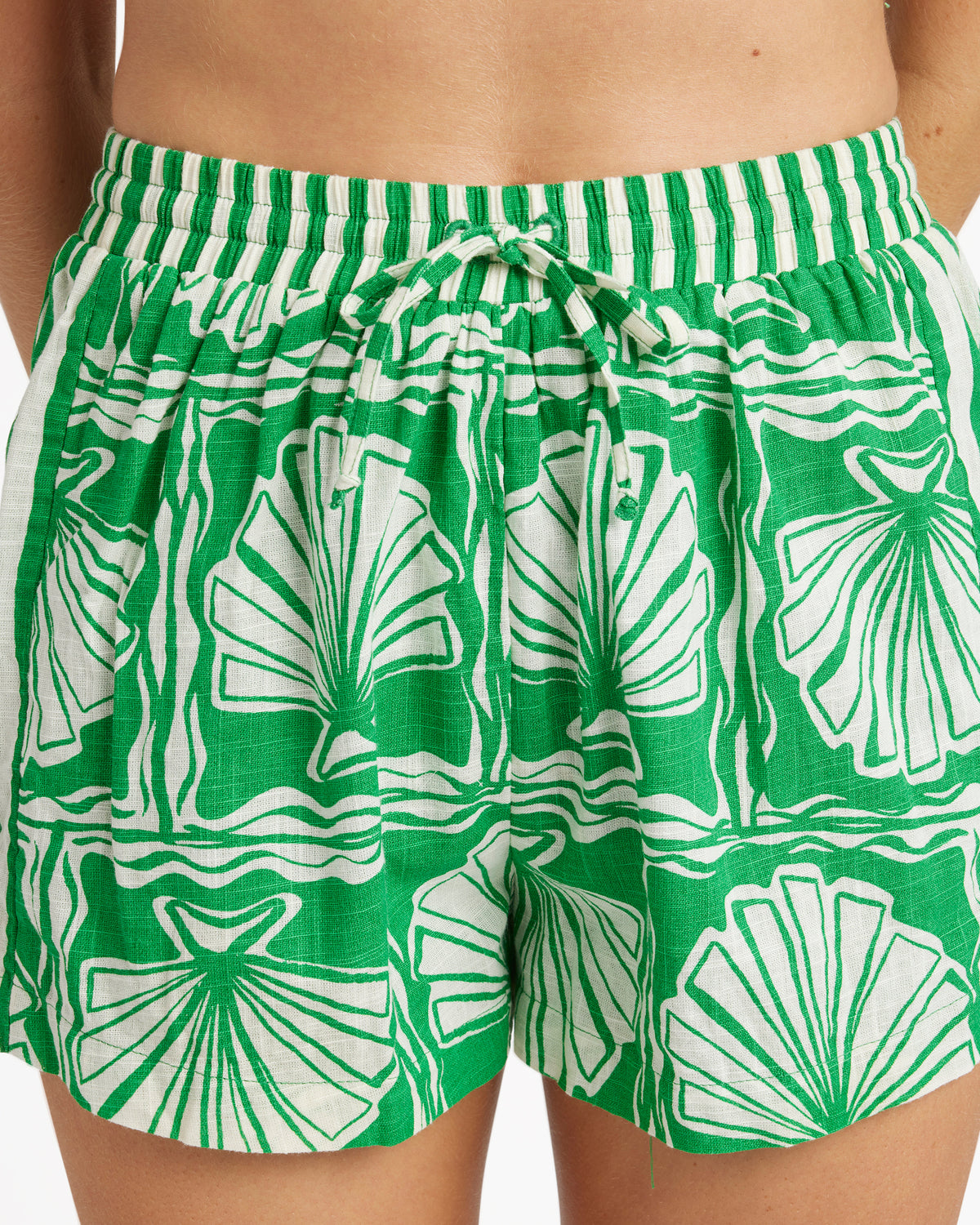 Womens Sea Shell Elastic Waist Shorts