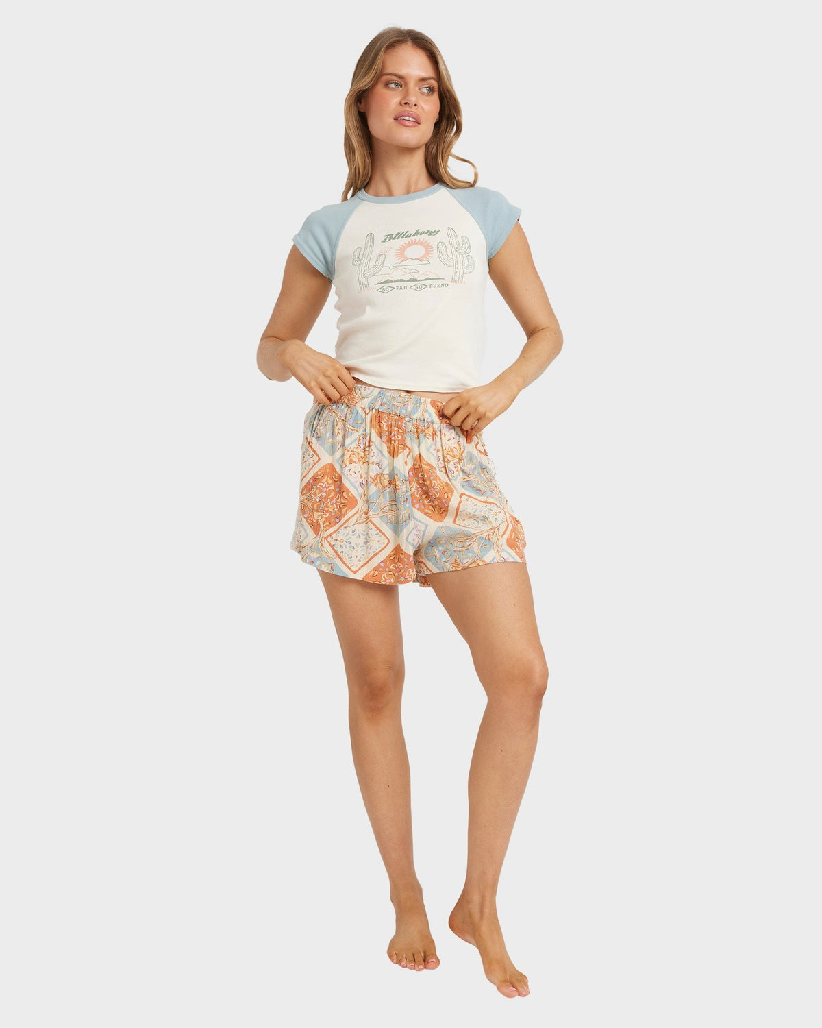 Womens Forever Folk Elastic Waist Shorts