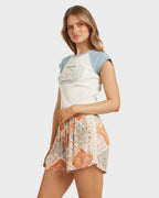 Womens Forever Folk Elastic Waist Shorts