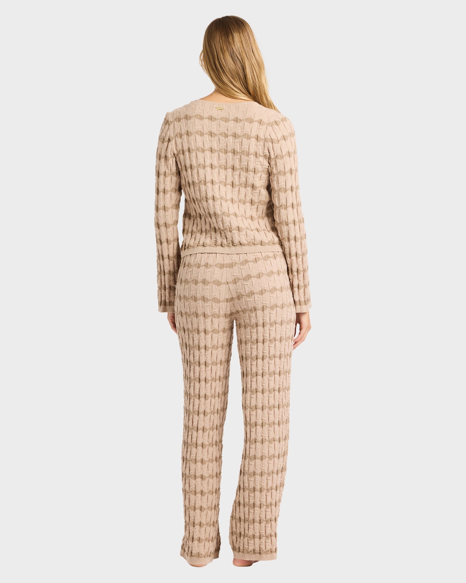 Womens Bubble Tides Elastic Waist Knitted Pants