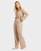 Womens Bubble Tides Elastic Waist Knitted Pants