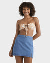 Womens Wave Washed Denim Skirt