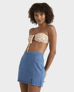 Womens Wave Washed Denim Skirt
