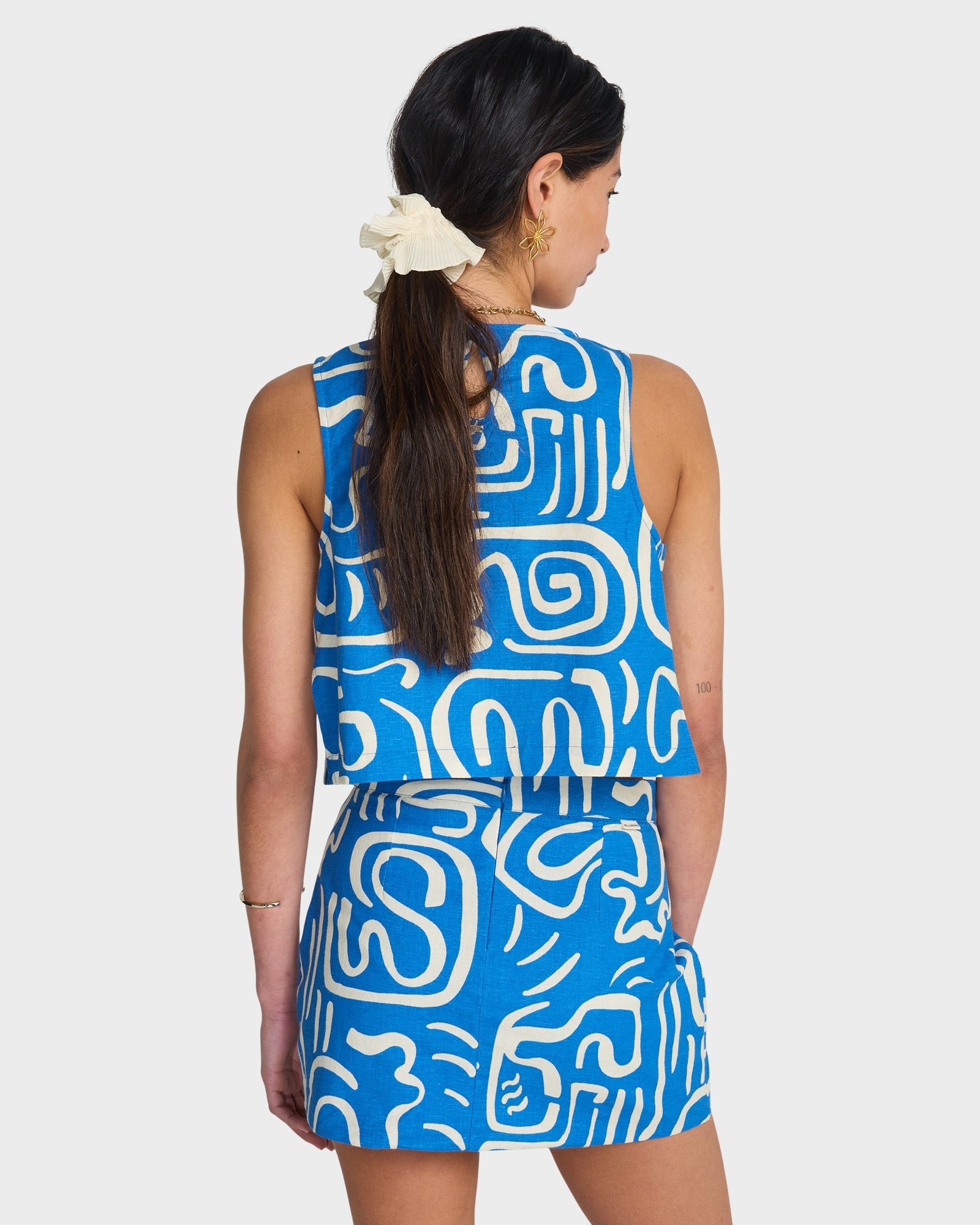 Womens Wave Washed Midi Skirt