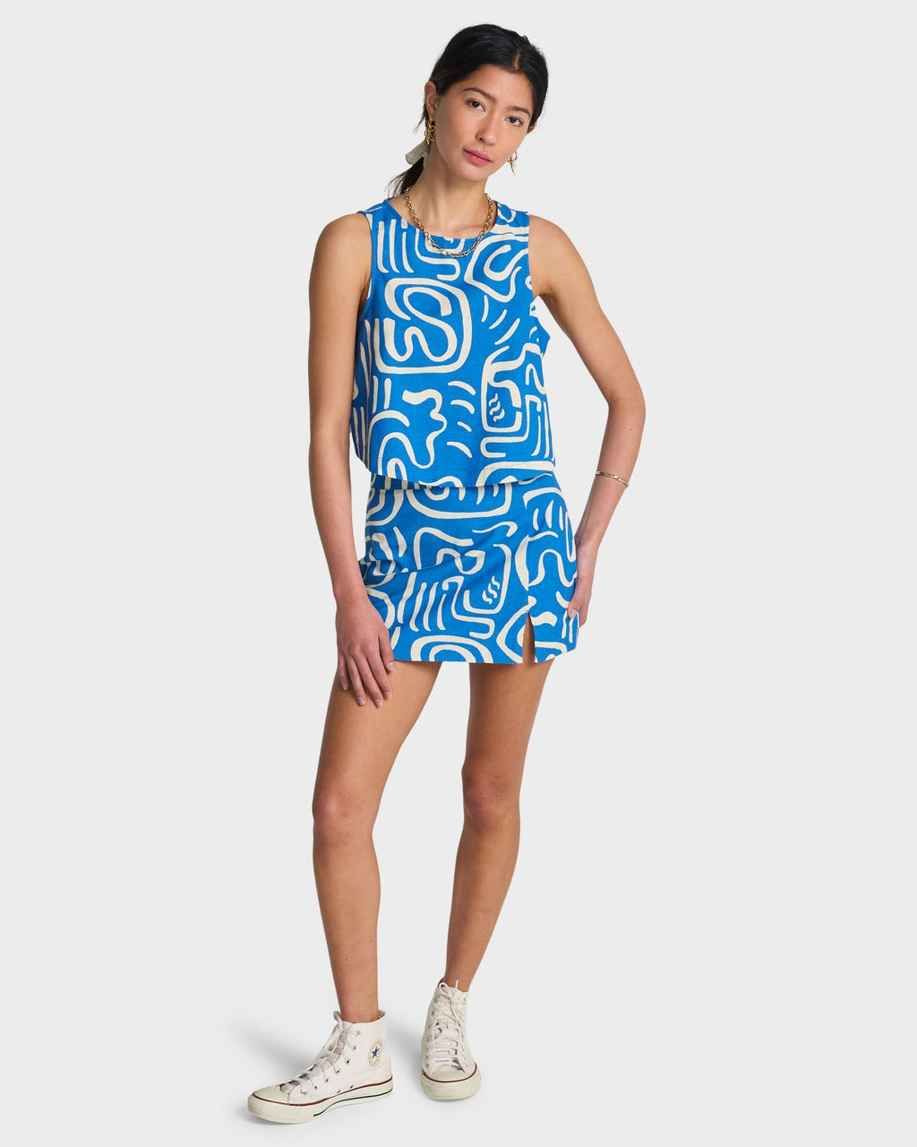 Womens Wave Washed Midi Skirt