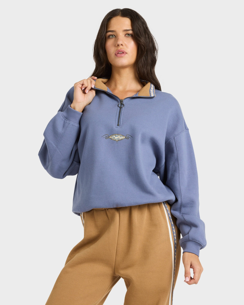 Womens Wave Break Half Zip Fleece Hoodie