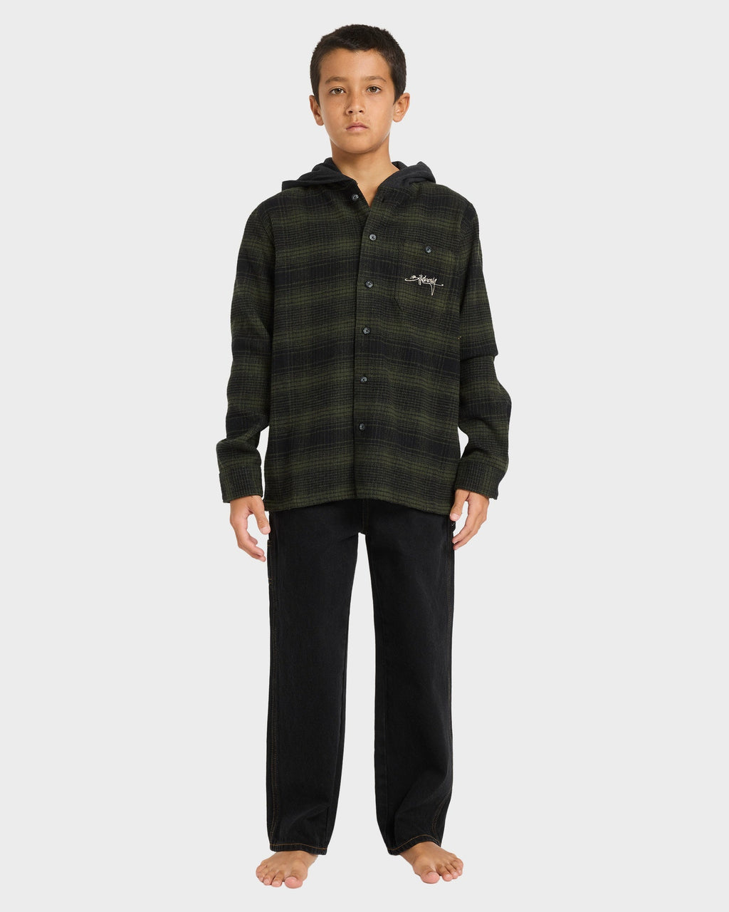 Boys 8-16 Baja Surf Hooded Flannel Shirt
