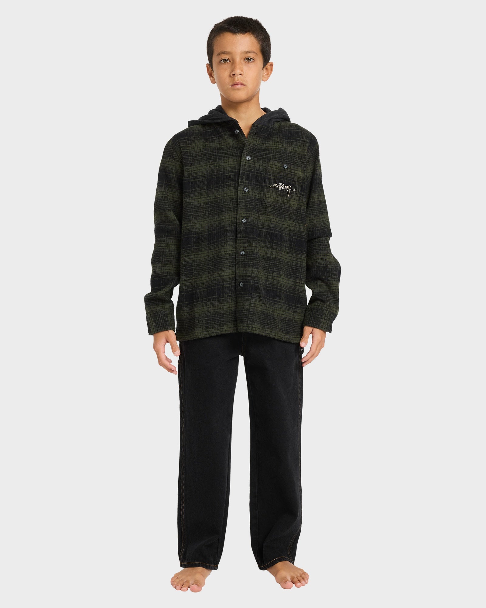 Boys 8-16 Baja Surf Hooded Flannel Shirt
