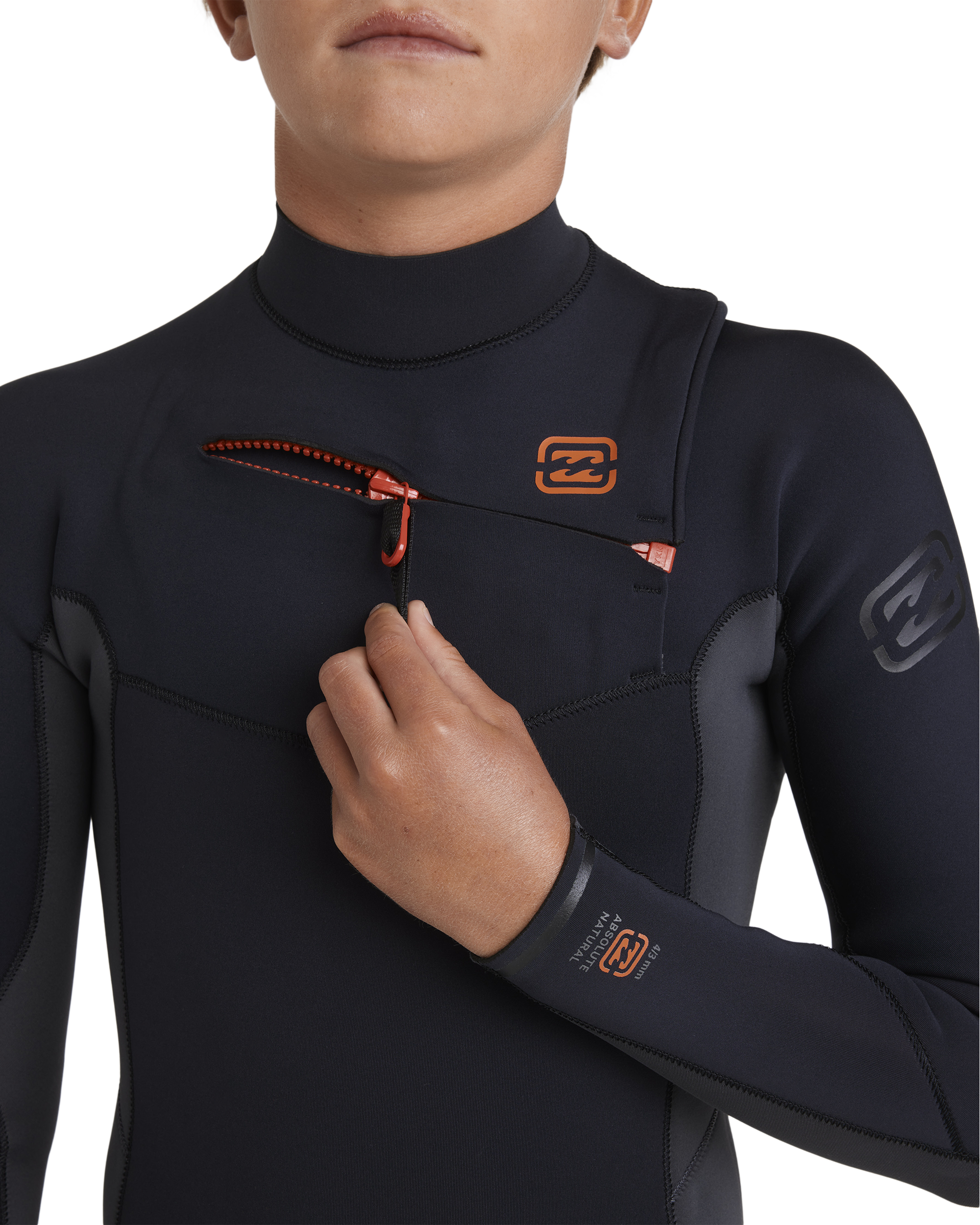 Boys 8-16 4/3mm Absolute Natural Chest Zip Steamer Wetsuit