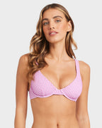 Womens Mini Wave Check Bikini Top
