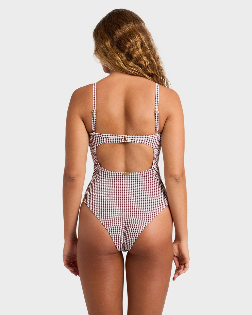Womens Mini Wave Check One Piece Swimsuit