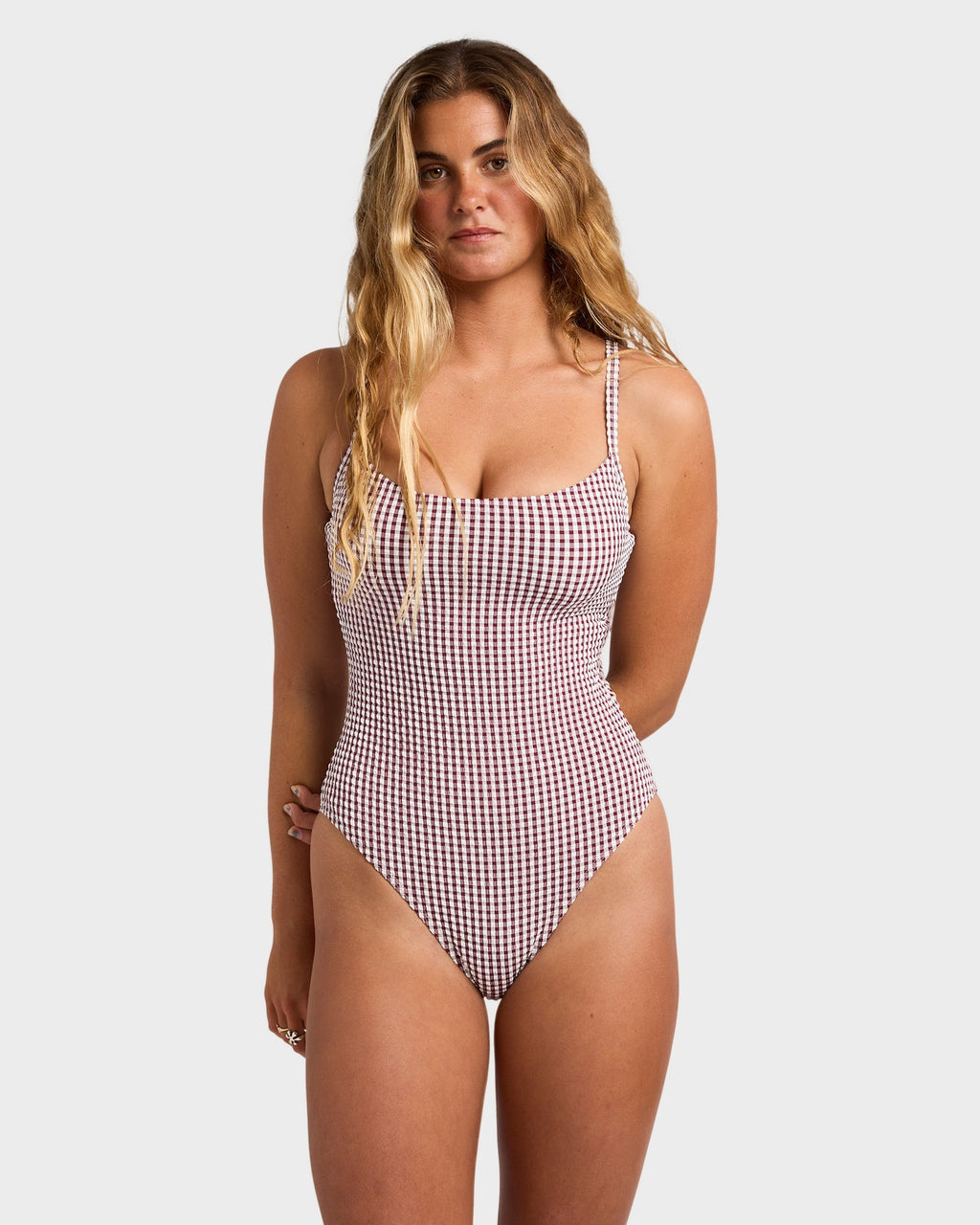 Womens Mini Wave Check One Piece Swimsuit
