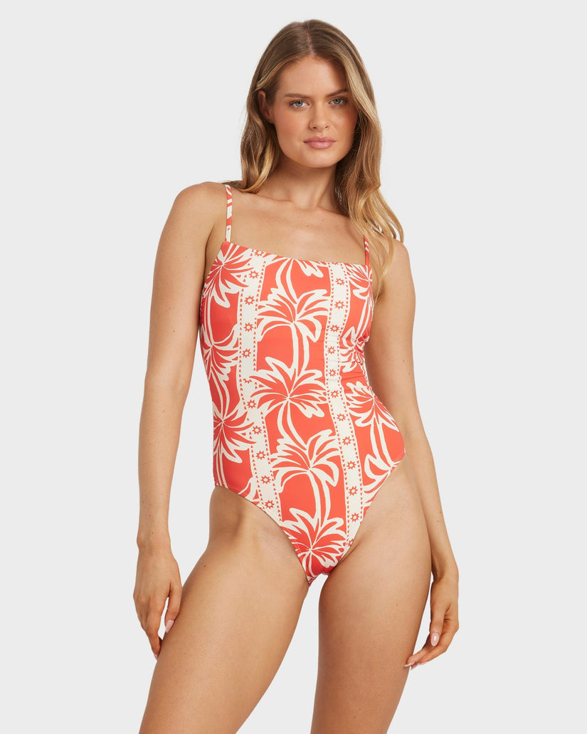 Womens Row Of Palms One Piece Swimsuit