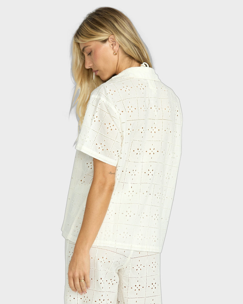 Womens Eyelet Crush Cover Up Shirt