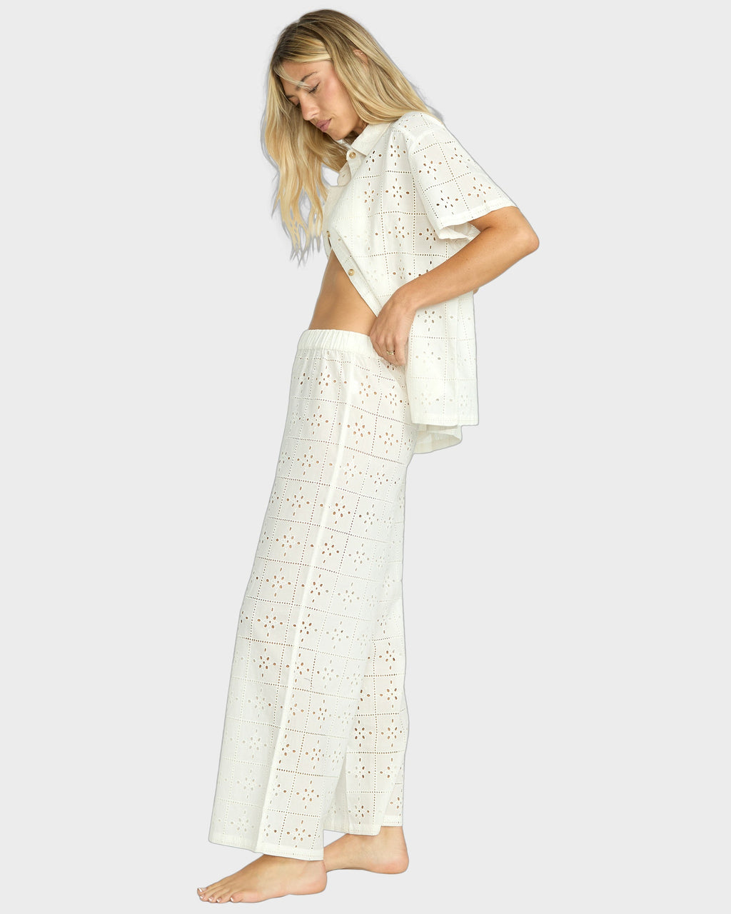 Womens Eyelet Crush Cover Up Pants