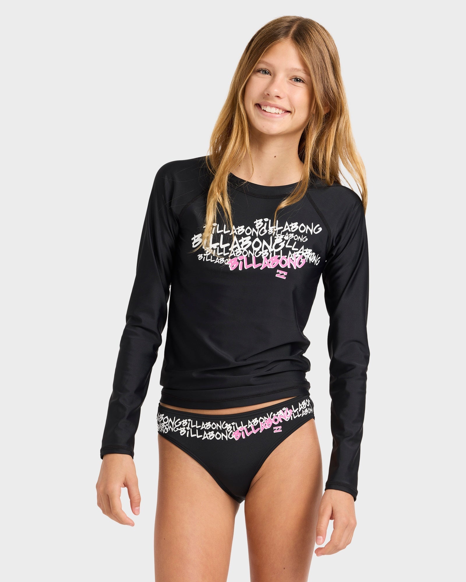 Girls 8-16 Say My Name Rash Vest/Bikini Bottom Two Piece