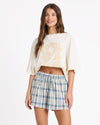 Dylan Check Elastic Waist Shorts