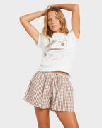 Womens Delilah Check Elastic Waist Shorts