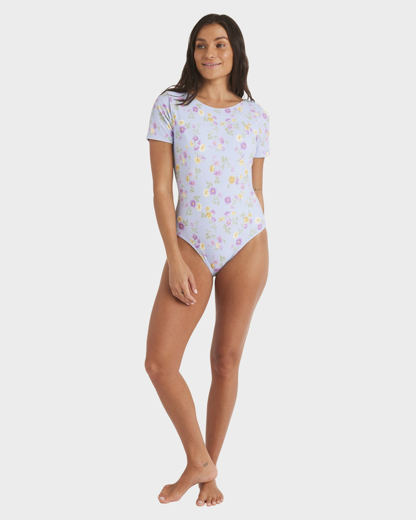 Womens Wildflower Short Sleeve One Piece Simsuit