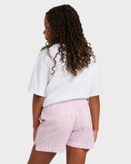 Girls 8-16 Daisy Check Lekeito Elastic Waist Shorts