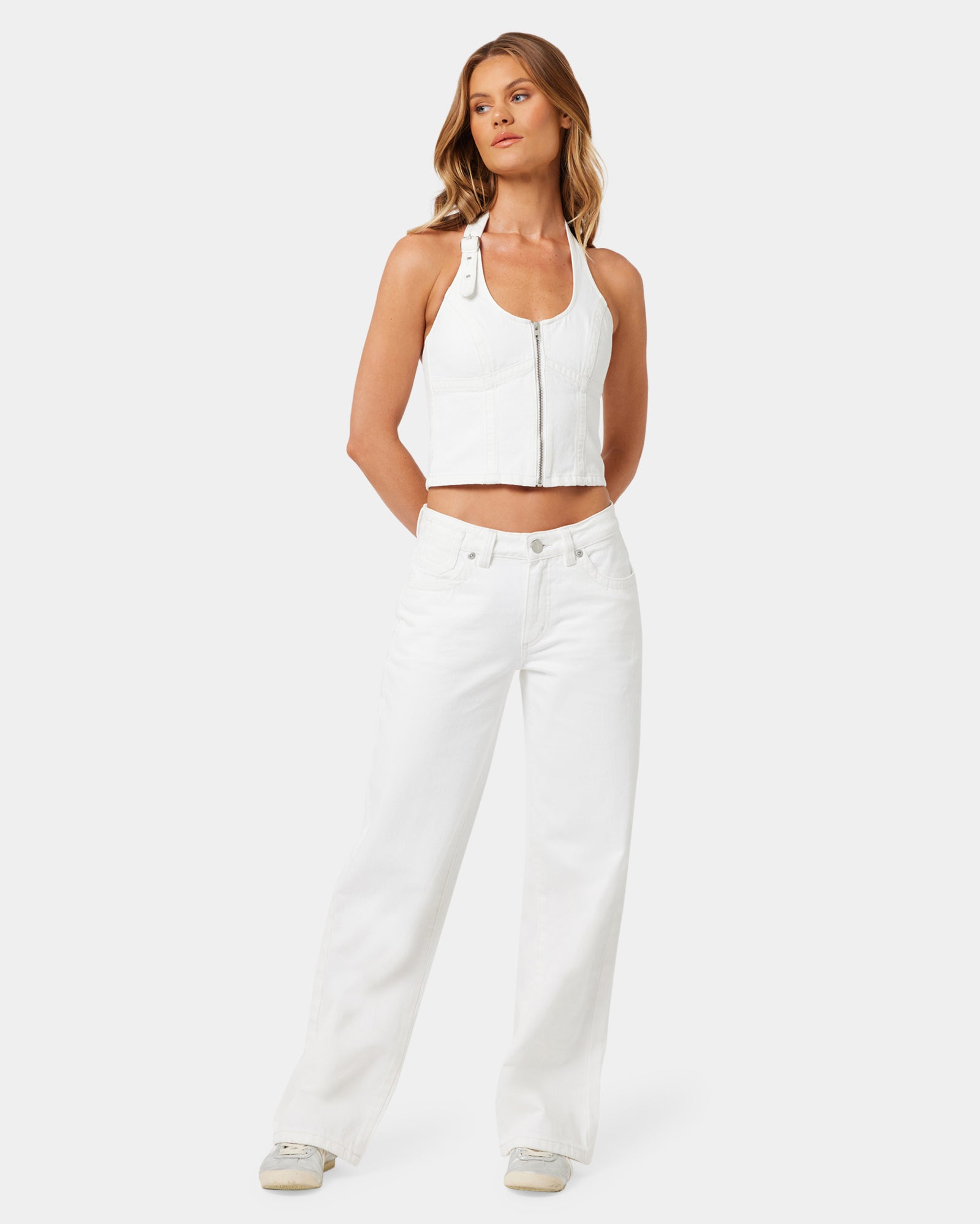 Womens A Brand x Rip Curl Baggy White Wash Pants