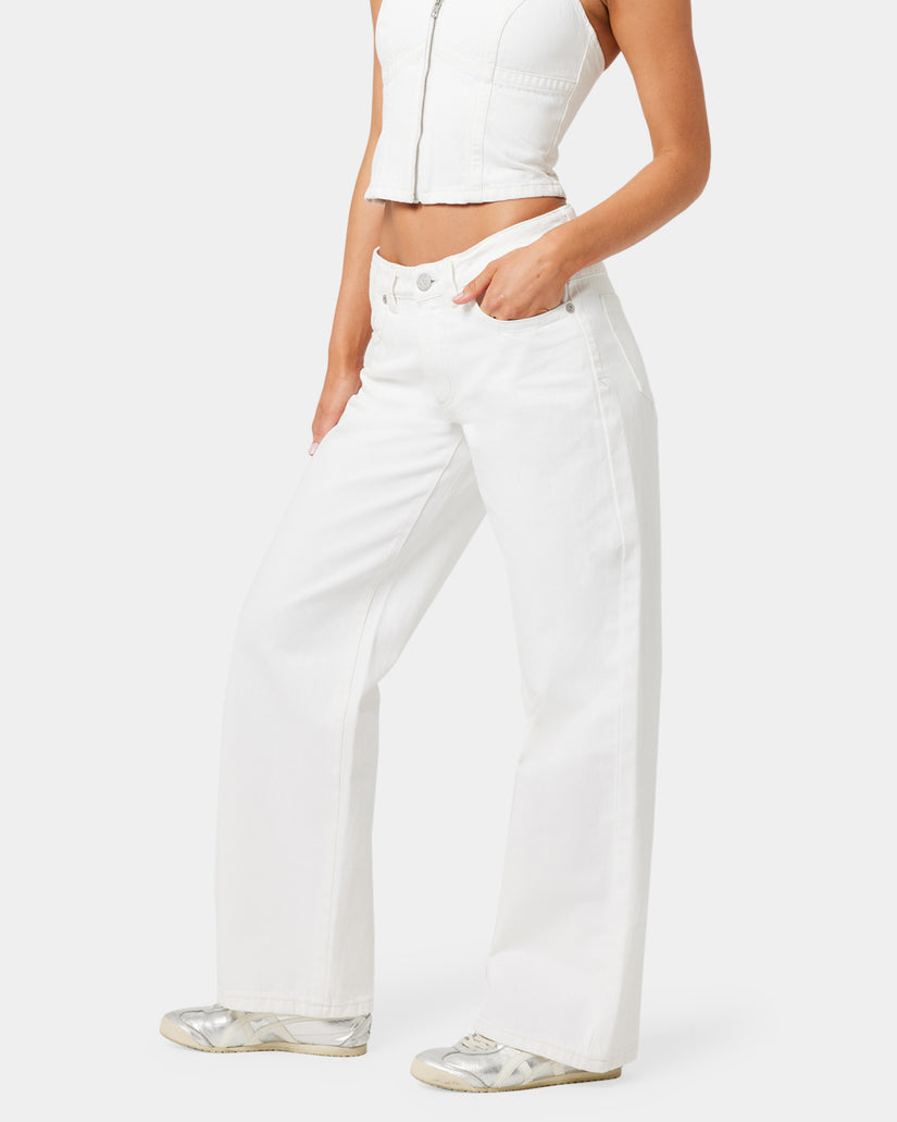 Womens A Brand x Rip Curl Baggy White Wash Pants