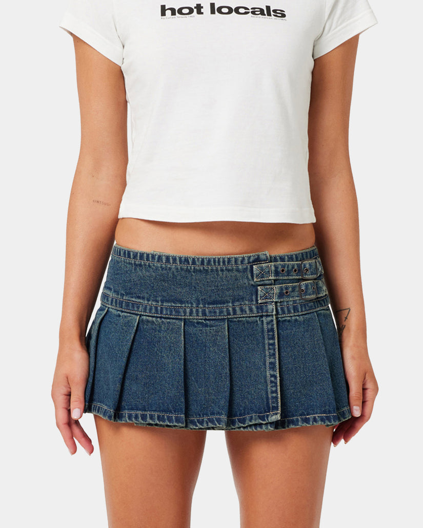 Womens A Brand x Rip Curl 99 PLT Denim Skirt