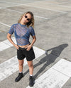 Womens Stoned Boyfriend Long Denim Shorts