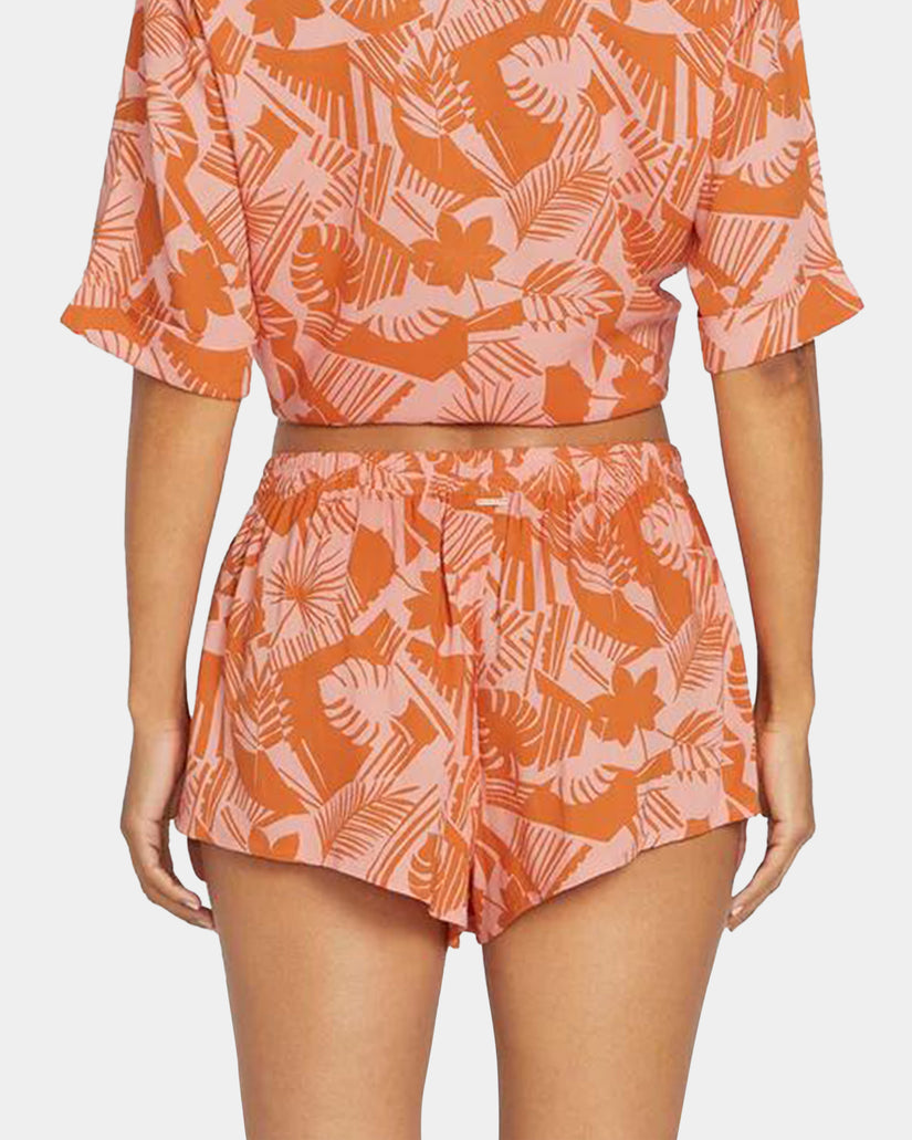 Womens Off Tropic Elastic Waist Shorts