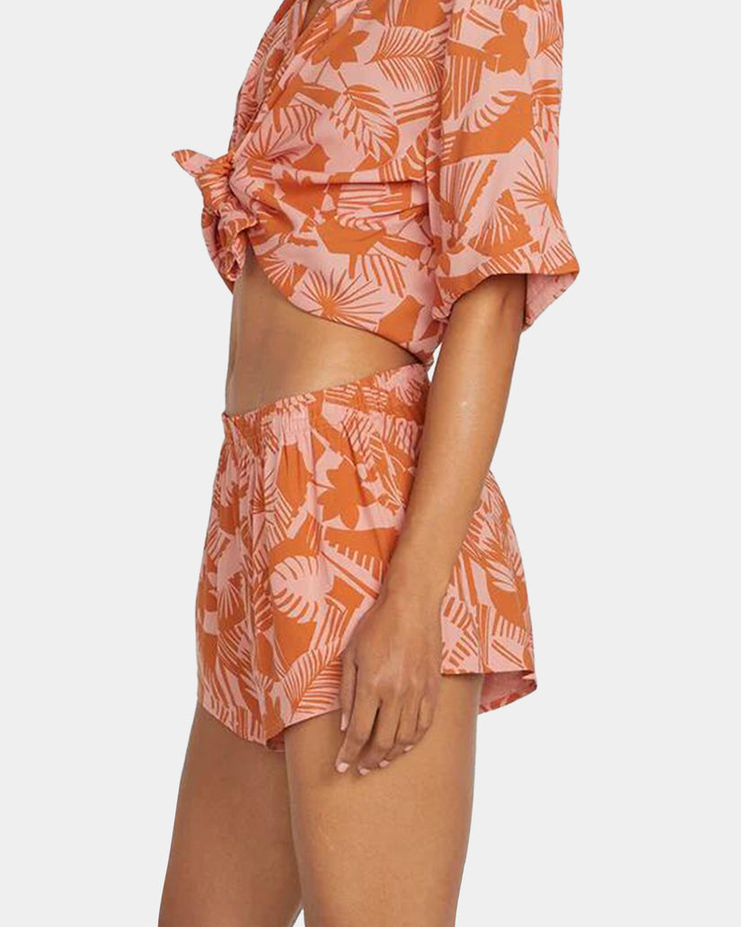 Womens Off Tropic Elastic Waist Shorts