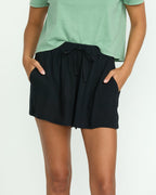 Womens Stone Shine Elastic Waist Shorts