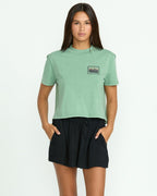 Womens Stone Shine Elastic Waist Shorts