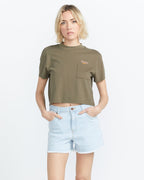 Womens Step High Rise Denim Shorts