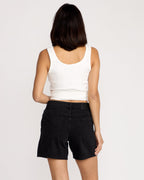 Womens Stoned Boyfriend Long Denim Shorts