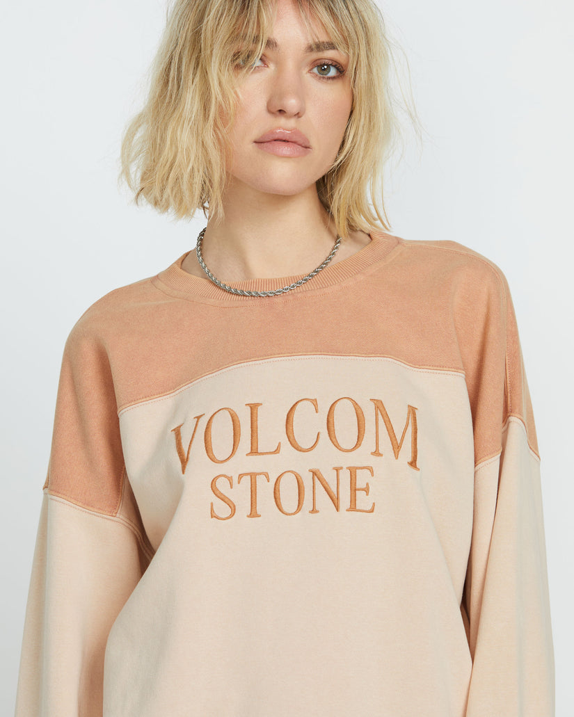 Womens Stone Blocked Crew Neck
