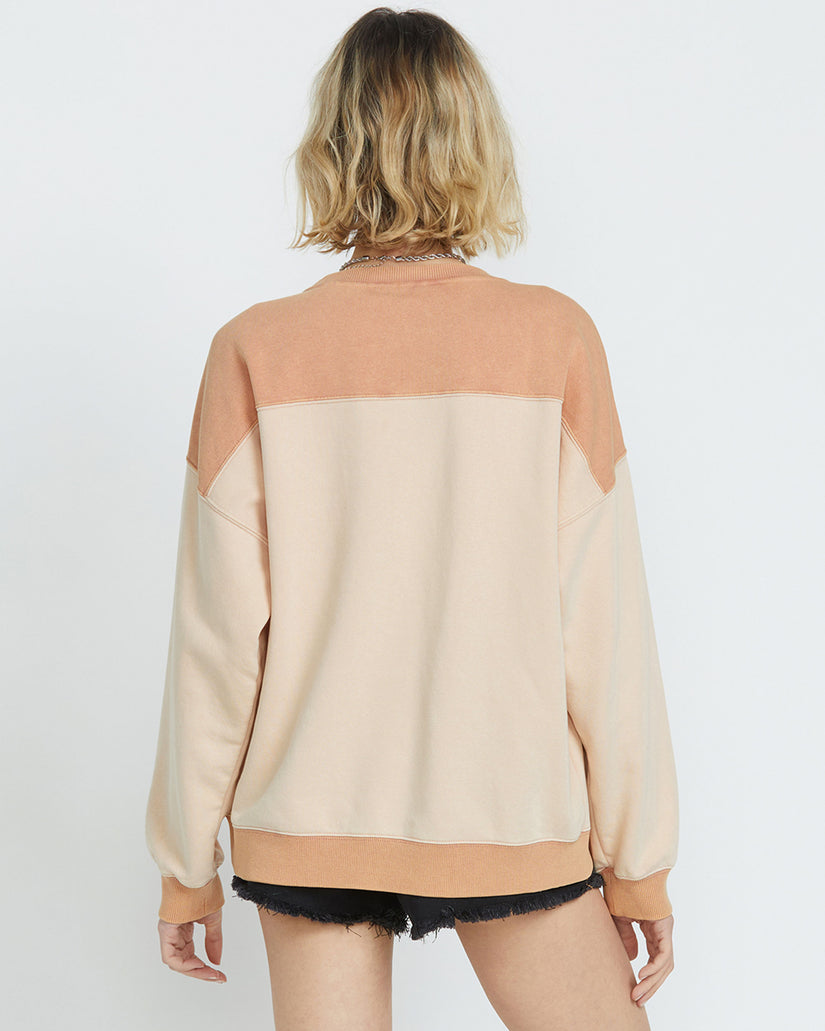 Womens Stone Blocked Crew Neck