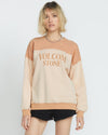 Womens Stone Blocked Crew Neck