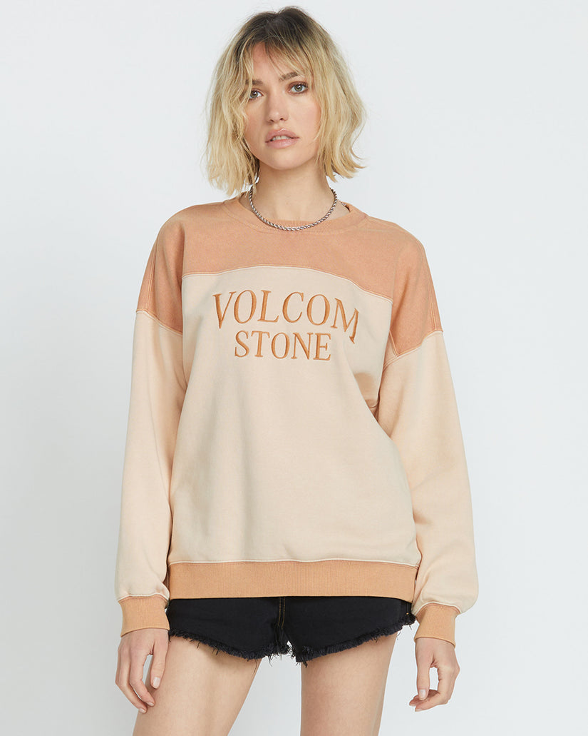 Womens Stone Blocked Crew Neck