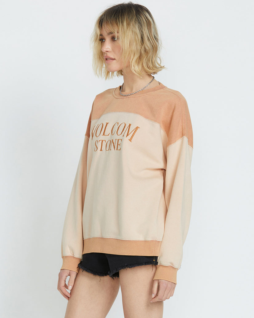 Womens Stone Blocked Crew Neck