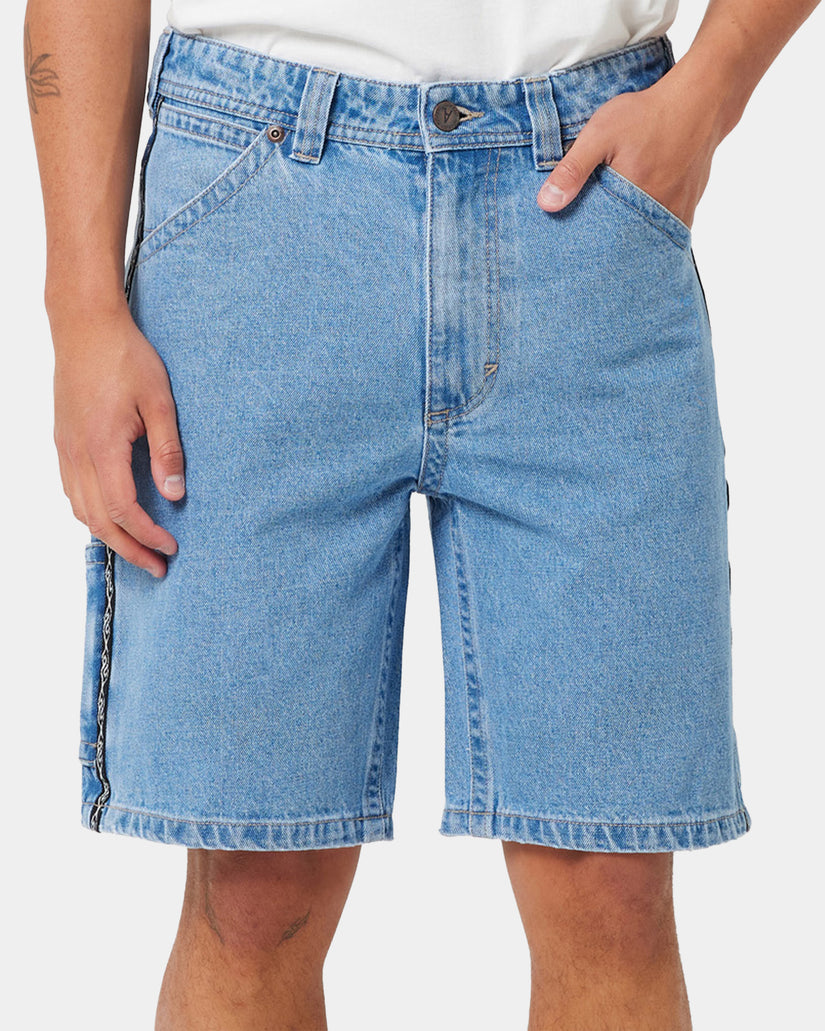 Mens A Brand x Rip Curl A5 Baggy Larry Tapered Denim Shorts