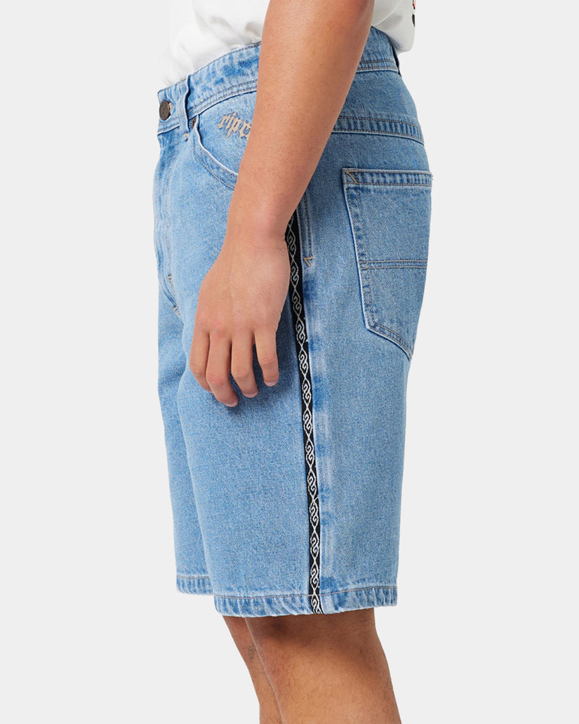 Mens A Brand x Rip Curl A5 Baggy Larry Tapered Denim Shorts